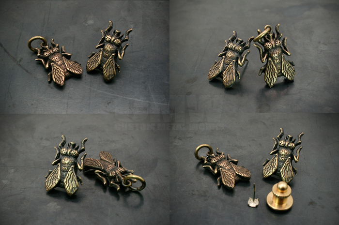 BRASS製のFLYのPINS,CHARM