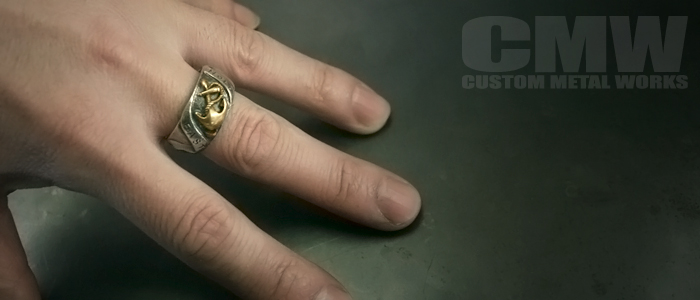 Anchor,RibbonのSILVER BRASS RING